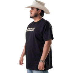 Camiseta Masculina Texas Farm Plus Size Manga Curta Preta Logo Off White Ref:CM684