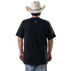 Camiseta Masculina Texas Farm Plus Size Manga Curta Preta Logo Off White Ref:CM684
