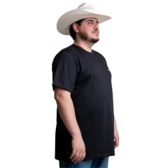 Camiseta Masculina Texas Farm Plus Size Manga Curta Preta Logo Creme Ref:CM639