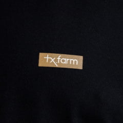 Camiseta Masculina Texas Farm Plus Size Manga Curta Preta Logo Creme Ref:CM639