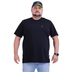 Camiseta Masculina Texas Farm Plus Size Manga Curta Preta Com Logo Pequeno Off White Ref: CM143