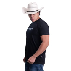 Camiseta Masculina Texas Farm Plus Size Preto Petróleo Logo Azul Ref:CM258