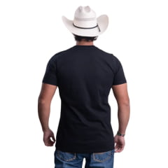 Camiseta Masculina Texas Farm Plus Size Preto Petróleo Logo Azul Ref:CM258