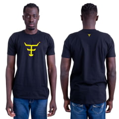 Camiseta Masculina Texas Farm Preta Manga Curta Com Logo Em Amarelo Ref.CM589