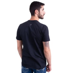 Camiseta Masculina Texas Farm Preta Manga Curta Com Logo Em Branco REF: CM143