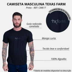 Camiseta Masculina Texas Farm Preta Manga Curta Com Logo REF: CM617