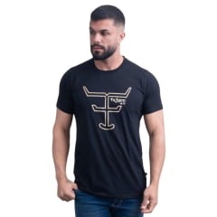 Camiseta Masculina Texas Farm Preta Plus Size Estampada Manga Curta Ref:CM546