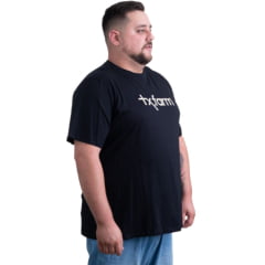 Camiseta Masculina Texas Farm Preta Plus Size Manga Curta Com Logo em Branco Ref.CM258