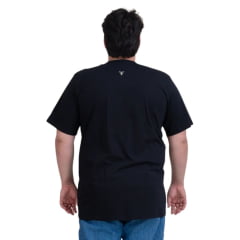 Camiseta Masculina Texas Farm Preta Plus Size Manga Curta Preto Com Logo Escrito Em Branco Ref:CM630