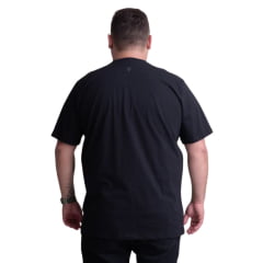 Camiseta Masculina Texas Farm Preta Plus Size Manga Curta Preto Com Logo Estampado Cinza Escuro Ref: CM258