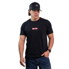 Camiseta Masculina Texas Farm T Ease Manga Curta Preto Com Logo Vermelho E Branco Ref:CME011