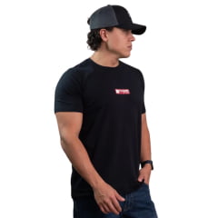 Camiseta Masculina Texas Farm T Ease Manga Curta Preto Com Logo Vermelho E Branco Ref:CME011