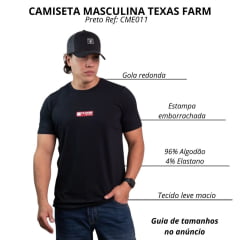Camiseta Masculina Texas Farm T Ease Manga Curta Preto Com Logo Vermelho E Branco Ref:CME011