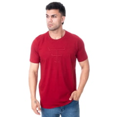 Camiseta Masculina Texas Farm TX Ledge Manga Curta Bordô Logo Aplicada Ref:CM442