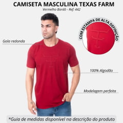 Camiseta Masculina Texas Farm TX Ledge Manga Curta Bordô Logo Aplicada Ref:CM442