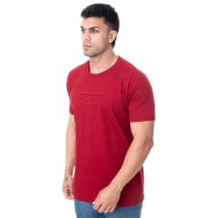 Camiseta Masculina Texas Farm TX Ledge Manga Curta Bordô Logo Aplicada Ref:CM442