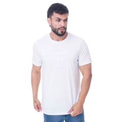 Camiseta Masculina Texas Farm TX Ledge Manga Curta Branco Logo Aplicada Ref:CM442