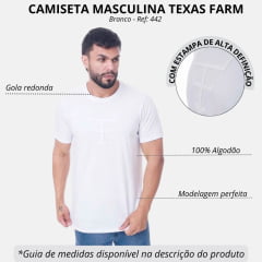 Camiseta Masculina Texas Farm TX Ledge Manga Curta Branco Logo Aplicada Ref:CM442