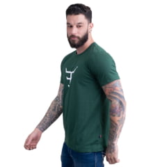 Camiseta Masculina Texas Farm Verde Bandeira Manga Curta Com Logo Em Branco Ref.CM589