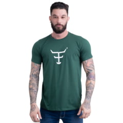 Camiseta Masculina Texas Farm Verde Bandeira Manga Curta Com Logo Em Branco Ref.CM589