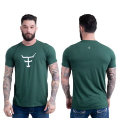 Camiseta Masculina Texas Farm Verde Bandeira Manga Curta Com Logo Em Branco Ref.CM589