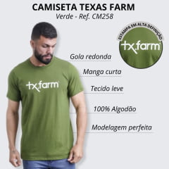 Camiseta Masculina Texas Farm Verde Sálvia Estampa Bege - Ref. CM258