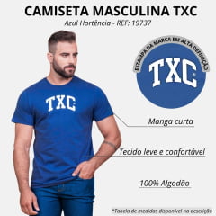 Camiseta Masculina TXC Azul Hortência Custom Manga Curta Ref. 19737