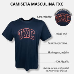 Camiseta Masculina TXC Azul Marinho Manga Curta Classic Regular Com Logo Salmão Ref.192156