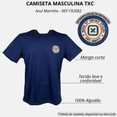 Camiseta Masculina TXC Azul Marinho Manga Curta Custom Regular Com Aplicação de Logo Ref.192082