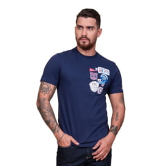 Camiseta Masculina TXC Azul Marinho Regular Custom Manga Curta Flames Ref. 192214