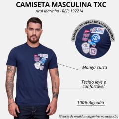 Camiseta Masculina TXC Azul Marinho Regular Custom Manga Curta Flames Ref. 192214