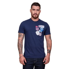 Camiseta Masculina TXC Azul Marinho Regular Custom Manga Curta Flames Ref. 192214