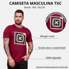 Camiseta Masculina TXC Bordô Regular Custom Manga Curta Ref. 192218