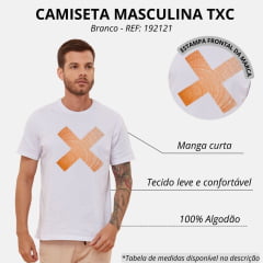 Camiseta Masculina TXC Branca Custom Regular Manga Curta Com Logo Laranja REF: 192121