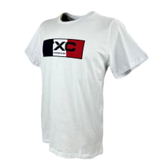 Camiseta Masculina TXC Branca Manga Curta Custom Regular Com Logo Vermelho/Azul Ref.1912076