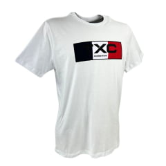 Camiseta Masculina TXC Branca Manga Curta Custom Regular Com Logo Vermelho/Azul Ref.1912076