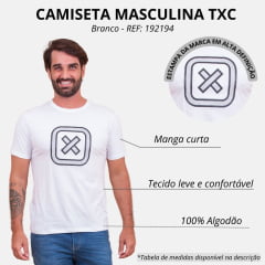 Camiseta Masculina TXC Branca Regular Custom Manga Curta Ref. 192194