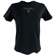 Camiseta Masculina TXC Brand Manga Curta Regular Meia Malha Preto Estampada Ref:192566