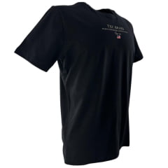 Camiseta Masculina TXC Brand Manga Curta Regular Meia Malha Preto Estampada Ref:192566