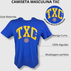 Camiseta Masculina TXC Classic Regular Manga Curta Azul Estampada Laranja Ref.192145