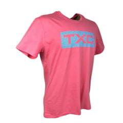 Camiseta Masculina TXC Classic Regular Manga Curta Rosa Estampado Azul Ref.192142