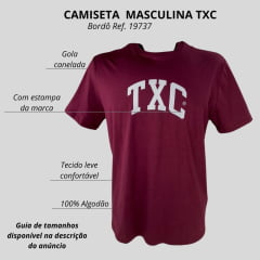 Camiseta Masculina TXC Custom Bordô Manga Curta Com Logo Em Branco Ref:19737