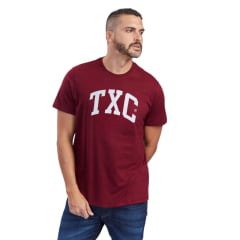 Camiseta Masculina TXC Custom Bordô Manga Curta Com Logo Em Branco Ref:19737