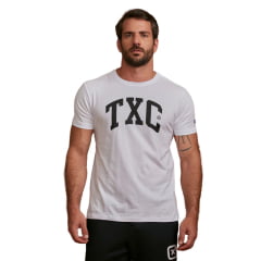 Camiseta Masculina TXC Custom Branca Manga Curta Com Logo Em Preto Ref:19737