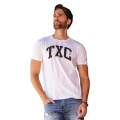 Camiseta Masculina TXC Custom Branca Manga Curta Com Logo Em Preto Ref:19737