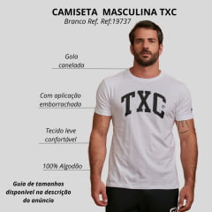 Camiseta Masculina TXC Custom Branca Manga Curta Com Logo Em Preto Ref:19737