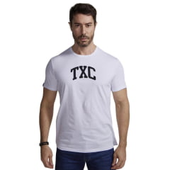 Camiseta Masculina TXC Custom Branca Manga Curta Com Logo Em Preto Ref:19737