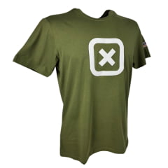 Camiseta Masculina TXC Custom Manga Curta Verde Militar Estampado Branco REF: 19742