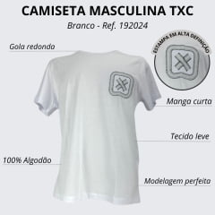 Camiseta Masculina TXC Custom Manga Curta Branco Bordado Cinza R:192024