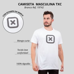 Camiseta Masculina Txc Custom Manga Curta Branco Com Estampa Cinza Ref: 19742